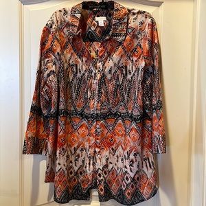 Chico’s semi sheer button up 3/4 sleeve top